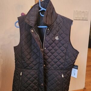 Lauren quilted black vest, size Large, never worn